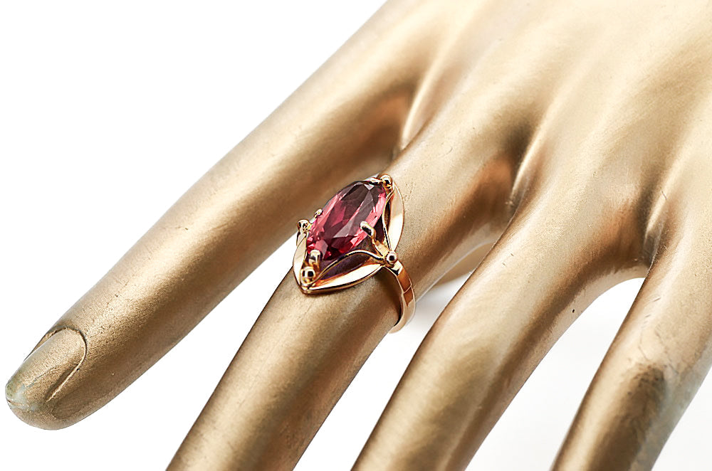 Vintage Ruby Ring in 14K Rose Gold (vrc047r-rb) — full view of the piece