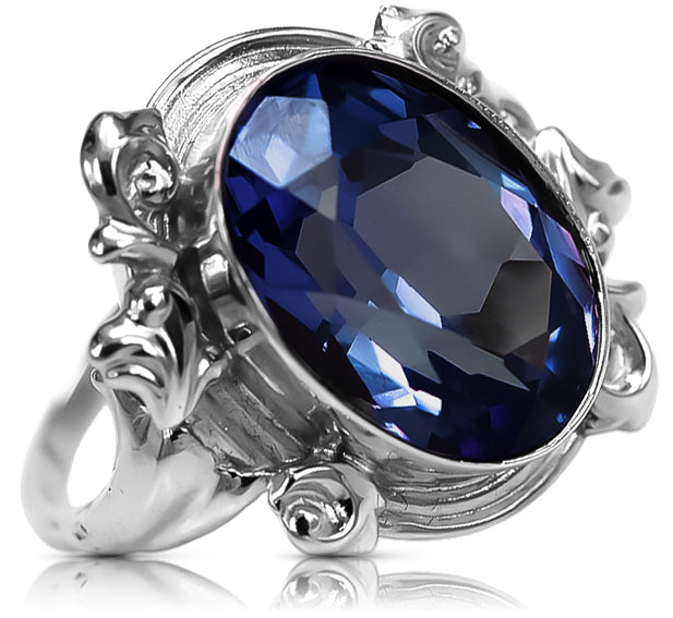 Vintage Sapphire Craft Ring in Sterling Silver (vrc100s-sp) — close-up of the hallmark on the inner band