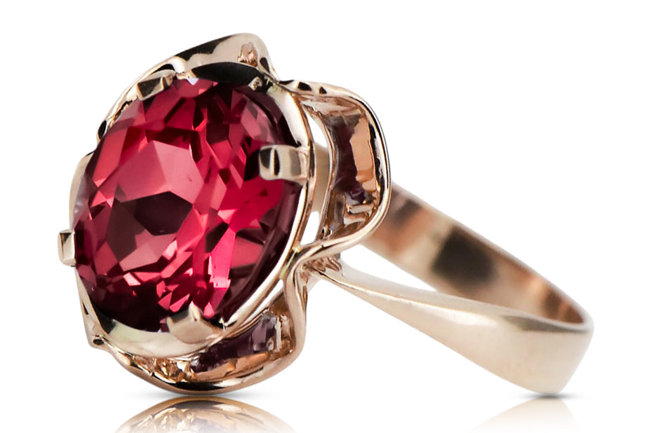 Vintage Ruby Ring in 14K Rose Gold (vrc206r-rb) — side view showing the setting