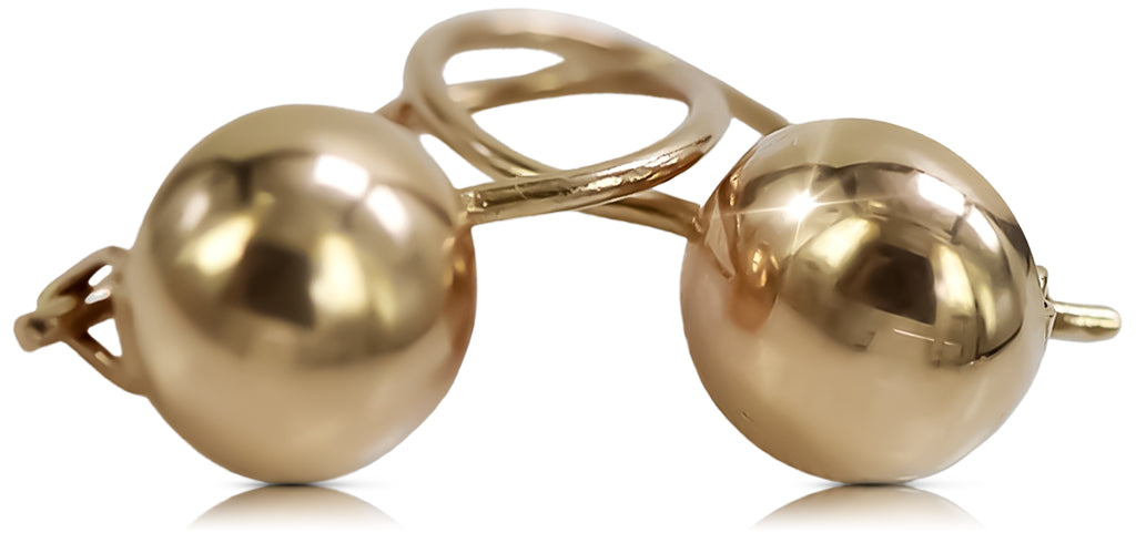 Vintage Ball Earrings in 14K Rose Gold (ven130) — view 2