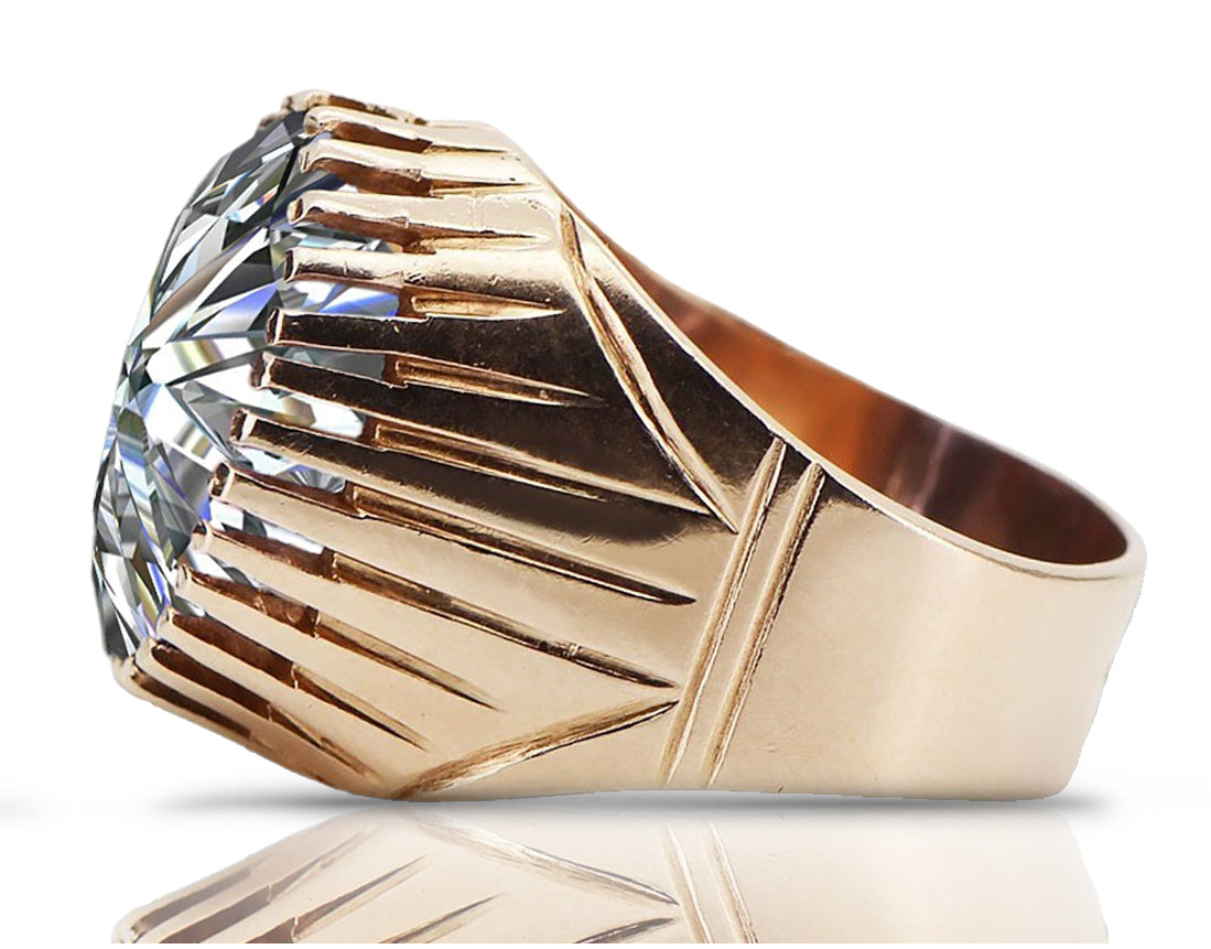 Vintage Zircon Ring in 14K Rose Gold (vrc048r-zi) — side view showing the setting