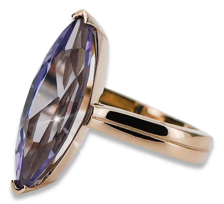 Vintage Alexandrite Ring in 14K Rose Gold (crc010r-ax) — worn on the hand, showing profile
