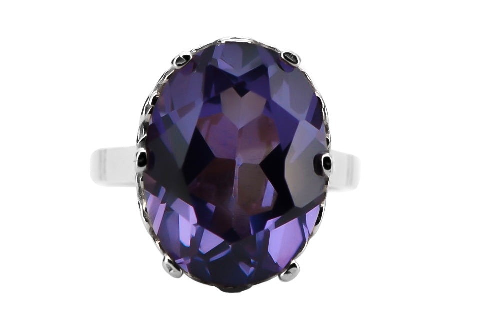 Vintage Alexandrite Ring in Sterling Silver (vrc130s-ax) — full view of the piece