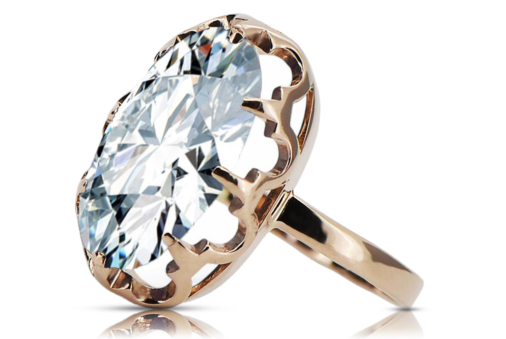 Vintage Zircon Craft Ring in 14K Rose Gold (vrc253r-zi) — worn on the neckline, showing the drape