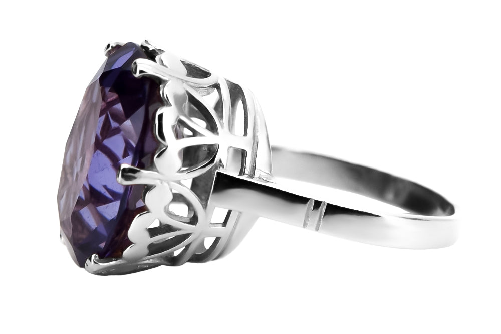 Vintage Alexandrite Ring in Sterling Silver (vrc130s-ax) — close-up of the hallmark on the inner band