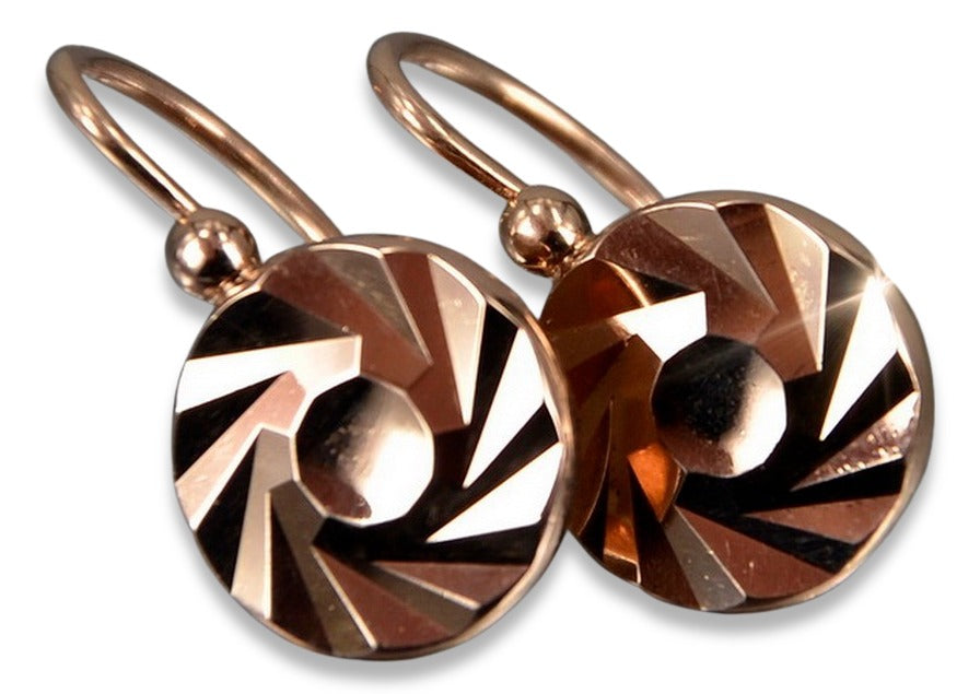 Vintage Hoops Earrings in 14K Rose Gold (ven204) — full view of the piece