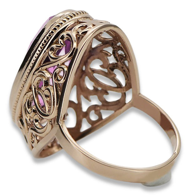Vintage Amethyst Ring in 14K Rose Gold (vrc184r-am) — close-up of the hallmark on the inner band
