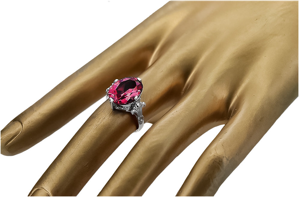 Vintage Ruby Ring in Sterling Silver (vrc369s-rb) — side view showing the setting