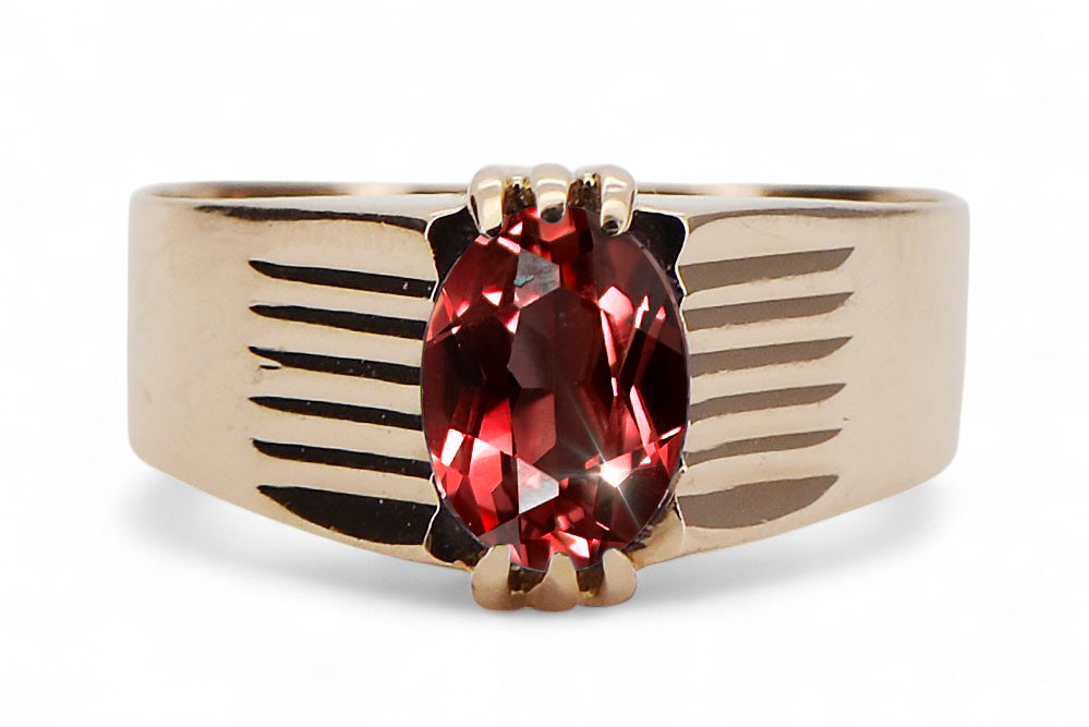 Vintage Ruby Craft Ring in 14K Rose Gold (vrc007r-rb) — close-up of the hallmark on the inner band