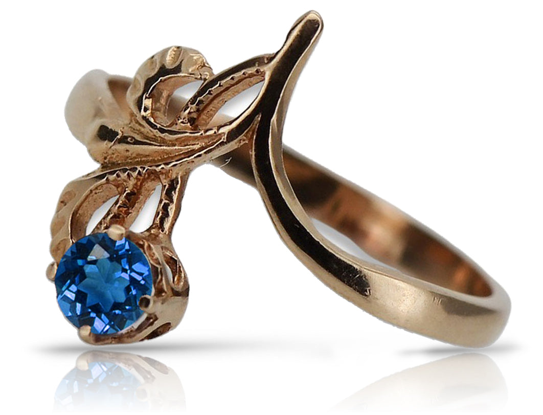 Vintage Sapphire Ring in Rose Gold-Plated Sterling Silver (vrc095rp-sp) — full view of the piece