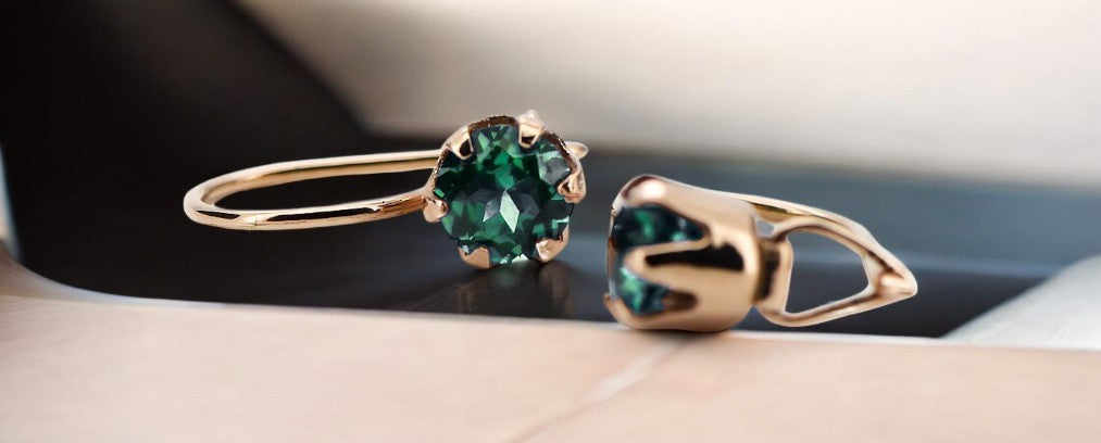 Vintage Emerald Earrings in 14K Rose Gold (vec056r-em) — full view of the piece