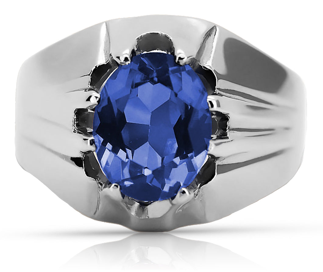 Vintage Sapphire Ring in Sterling Silver (vrc016s-sp) — full view of the piece