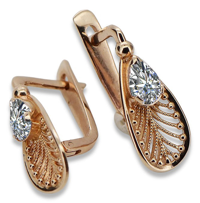Vintage Zircon Zircone Earrings in 14K Rose Gold (vec067r-zi) — close-up of the hallmark on the inner band