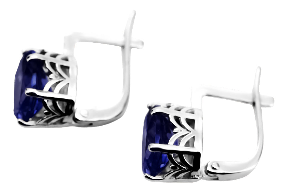Vintage Sapphire Earrings in Sterling Silver (vec003s-sp)