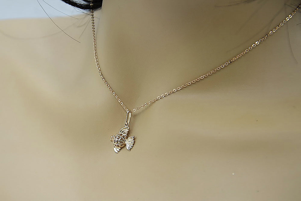 Vintage Fish Pendant in Rose Gold-Plated Sterling Silver (vpn021rp) — worn on the hand, showing profile