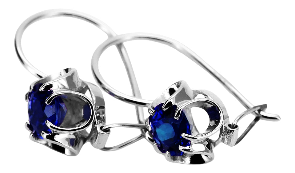 Vintage Sapphire Earrings in Sterling Silver (vec035s-sp)