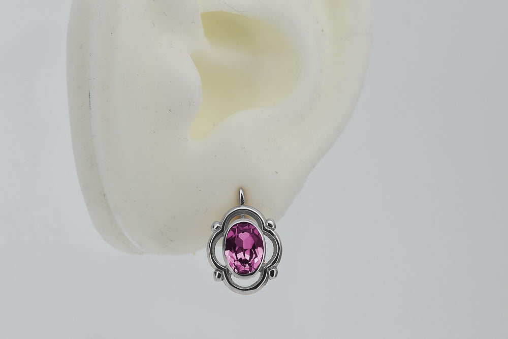 Vintage Amethyst Earrings in Sterling Silver (vec033s-am) — close-up of the hallmark on the inner band