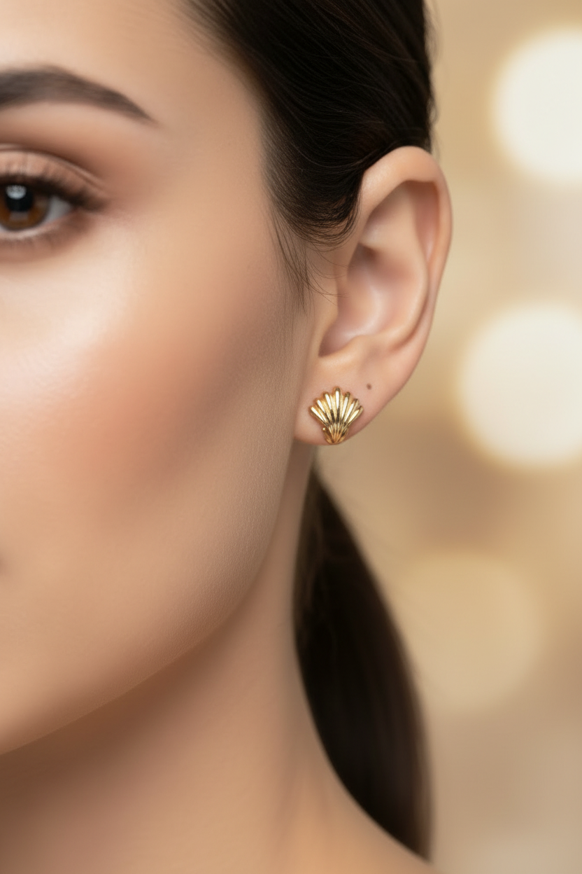 Vintage Leaf Earrings in 14K Rose Gold (ven211) — view 8