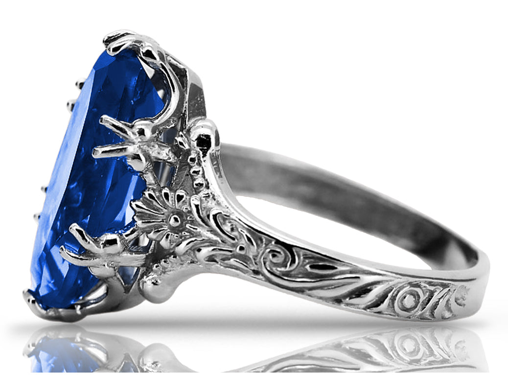 Vintage Sapphire Ring in Sterling Silver (vrc084s-sp) — full view of the piece