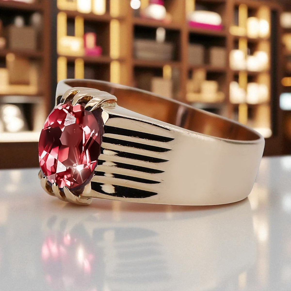 Vintage Ruby Craft Ring in 14K Rose Gold (vrc007r-rb)