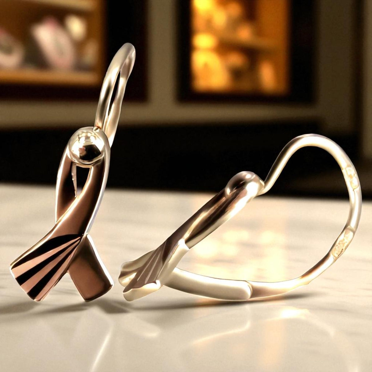 Vintage Leaf Earrings in 14K Rose Gold (ven230)