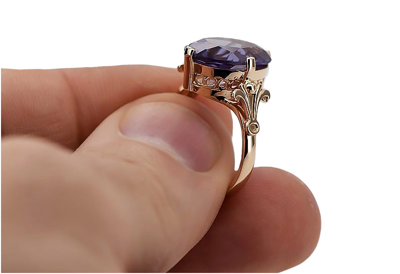 Vintage Alexandrite Craft Ring in 14K Rose Gold (vrc369r-ax) — full view of the piece