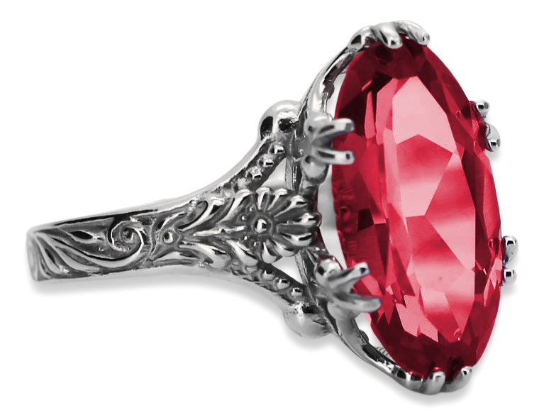 Vintage Ruby Ring in Sterling Silver (vrc084s-rb) — close-up of the hallmark on the inner band