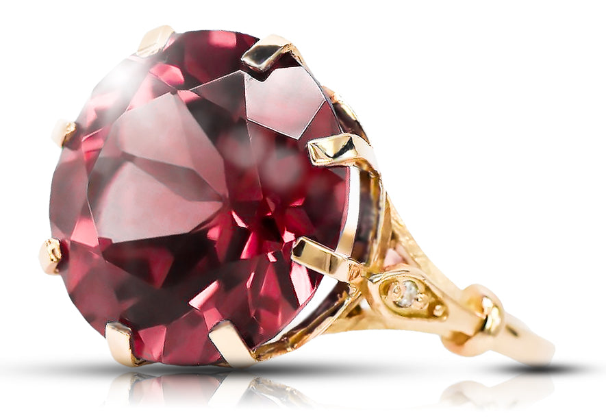 Vintage Ruby Ring in 14K Rose Gold (vrc073r-rb) — close-up of the stone and setting
