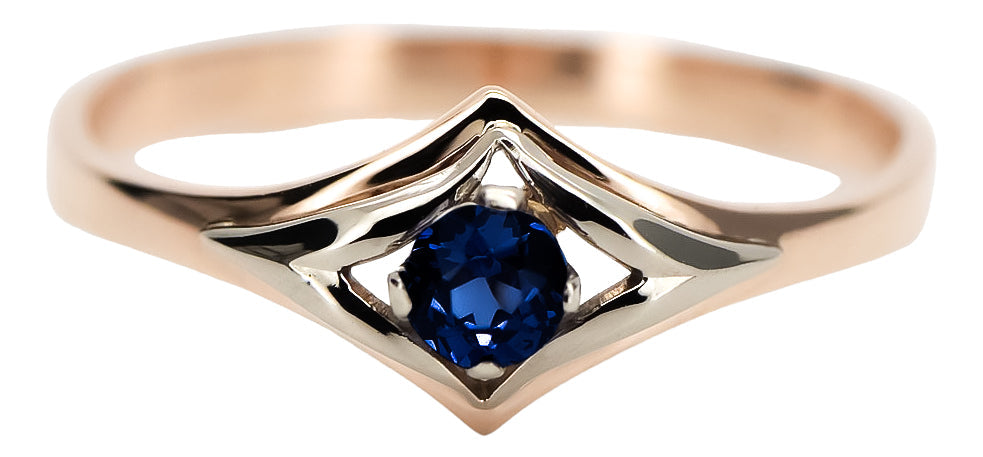 Vintage Sapphire Ring in 14K Rose Gold (vrc351r-sp) — close-up of the hallmark on the inner band