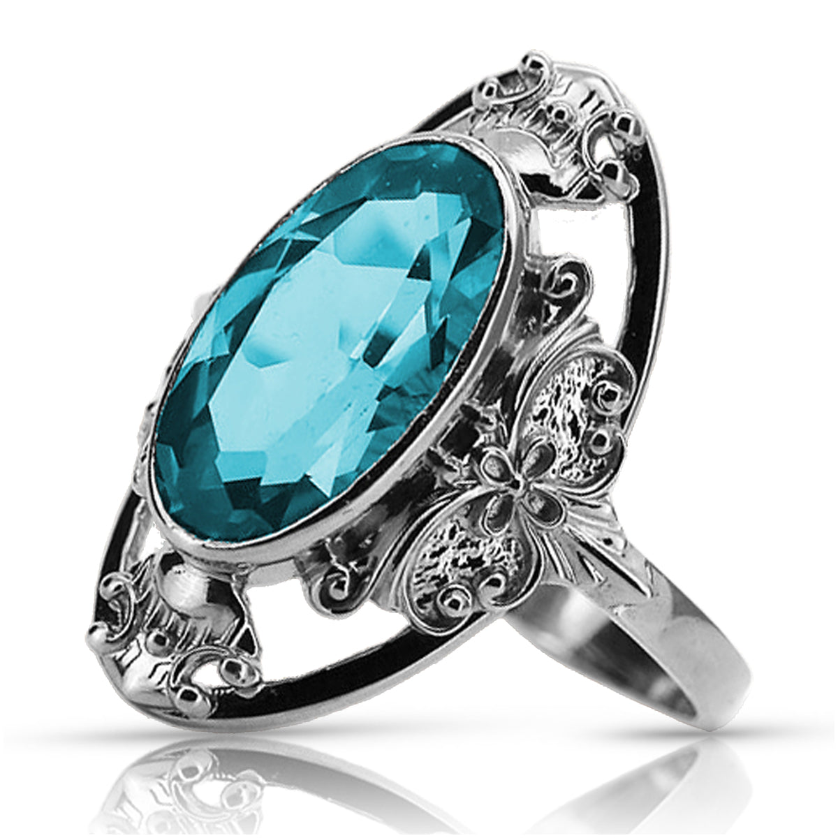 Vintage Aquamarine Ring in Sterling Silver (vrc014s-aq) — close-up of the hallmark on the inner band