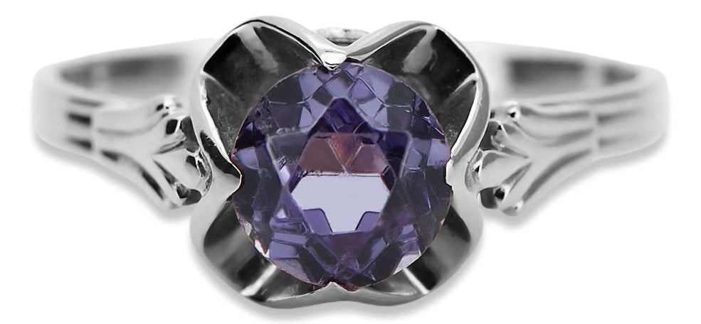 Vintage Alexandrite Ring in Sterling Silver (vrc023s-ax) — side view showing the setting