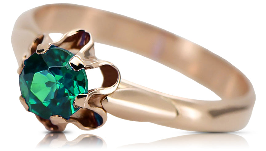 Vintage Emerald Ring in 14K Rose Gold (vrc094r-em) — full view of the piece