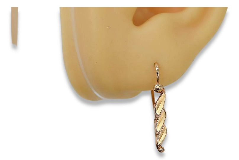 Vintage Leaf Earrings in 14K Rose Gold (ven105) — view 3