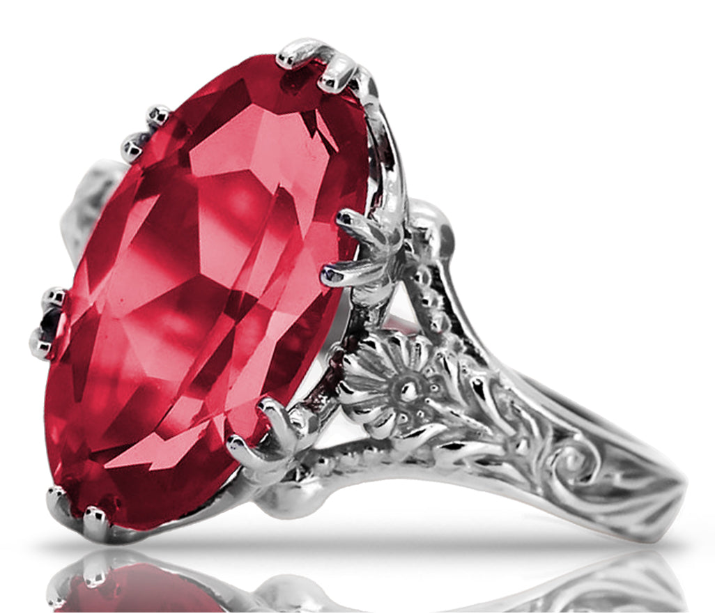 Vintage Ruby Ring in Sterling Silver (vrc084s-rb) — full view of the piece