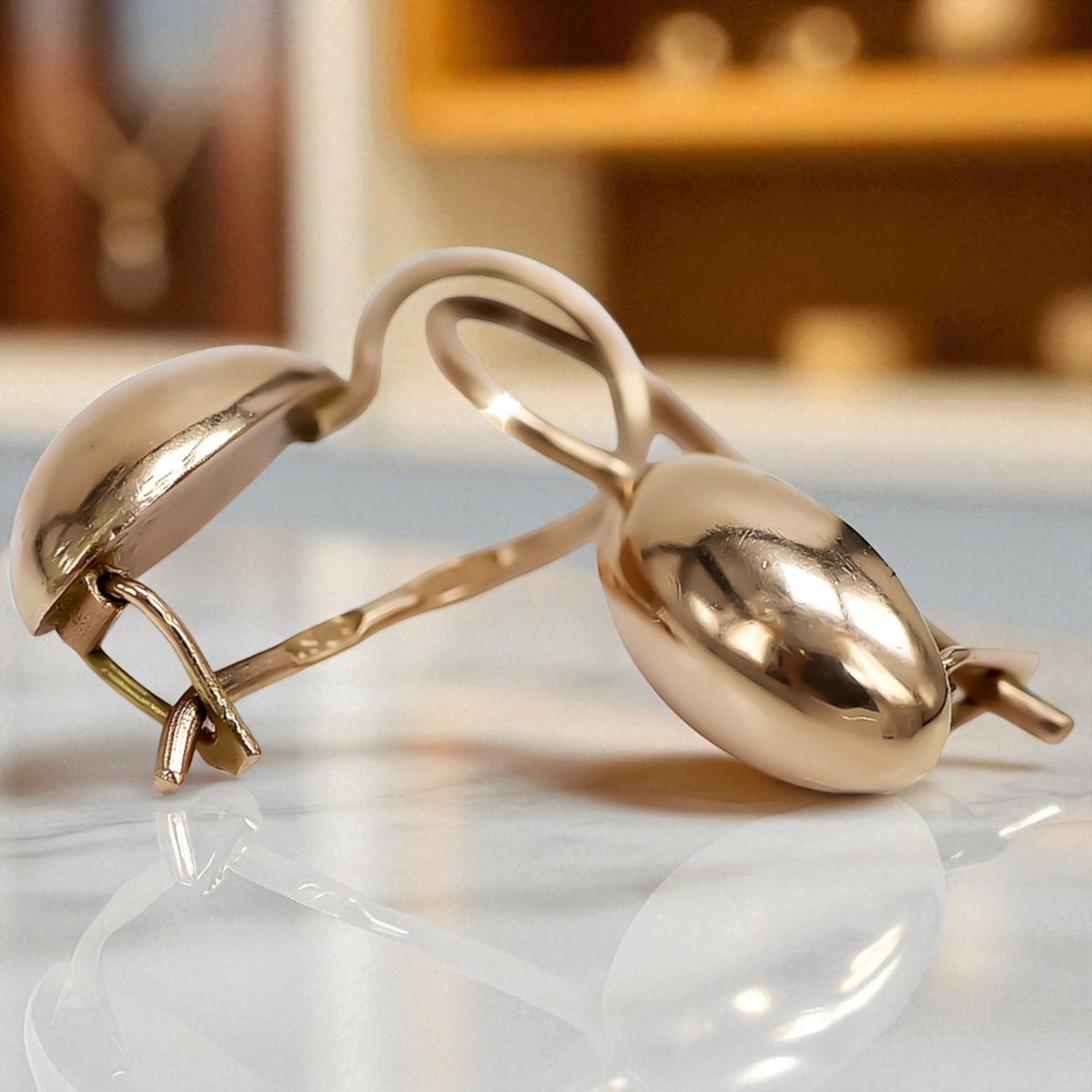 Vintage Pear Earrings in 14K Rose Gold (ven101)