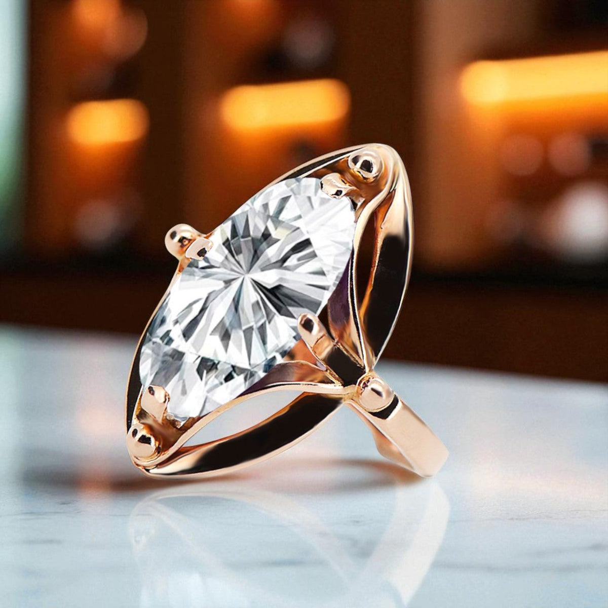 Vintage Zircon Craft Ring in 14K Rose Gold (vrc047r-zi)