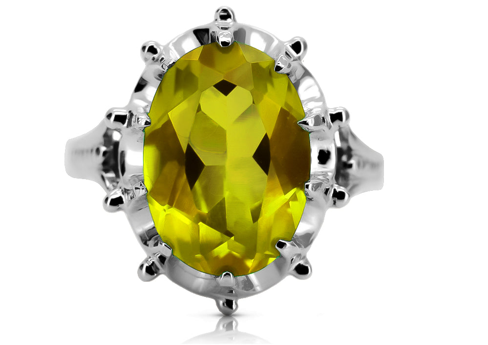 Vintage Yellow Peridot Ring in Sterling Silver (vrc079s-yp)