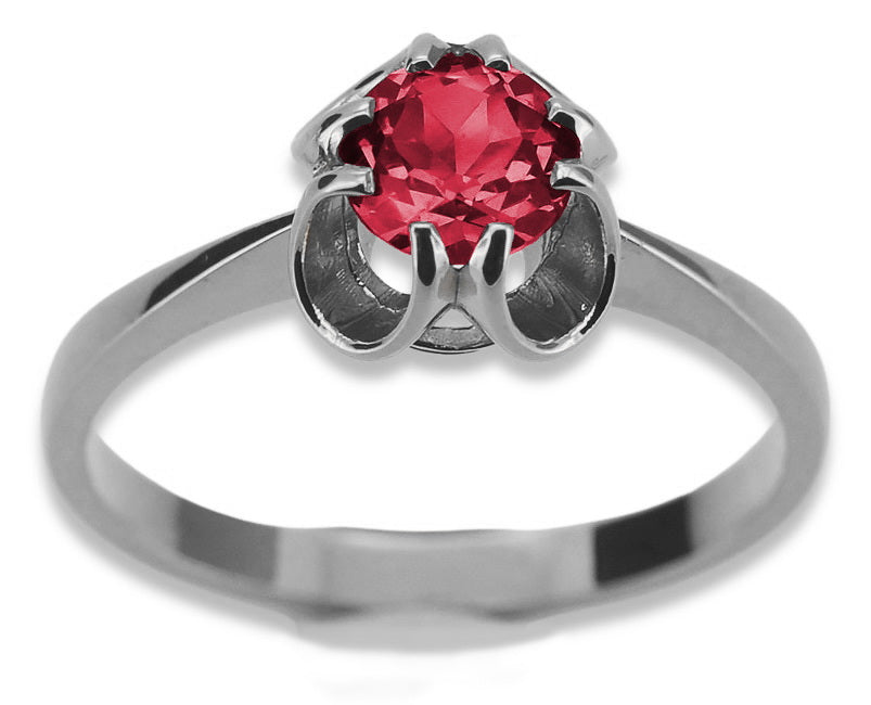 Vintage Ruby Ring in Sterling Silver (vrc348s-rb) — worn on the hand, showing profile