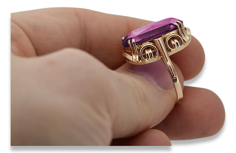 Vintage Amethyst Ring in 14K Rose Gold (vrc038r-am) — full view of the piece