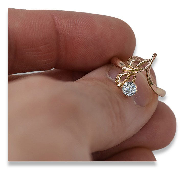 Vintage Zircon Cubic Ring in 14K Rose Gold (vrc095r-zi) — close-up of the stone and setting