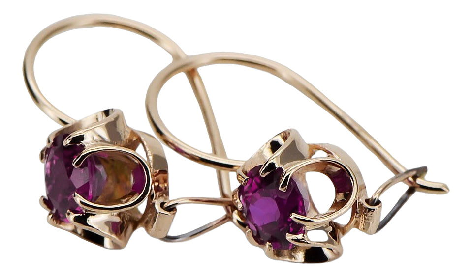Vintage Amethyst Earrings in 14K Rose Gold (vec035r-am) — view 3