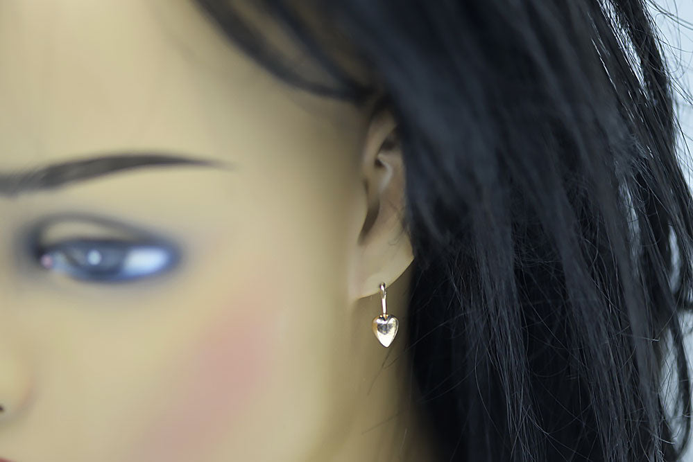 Vintage Heart Earrings in 14K Rose Gold (ven066) — view 2