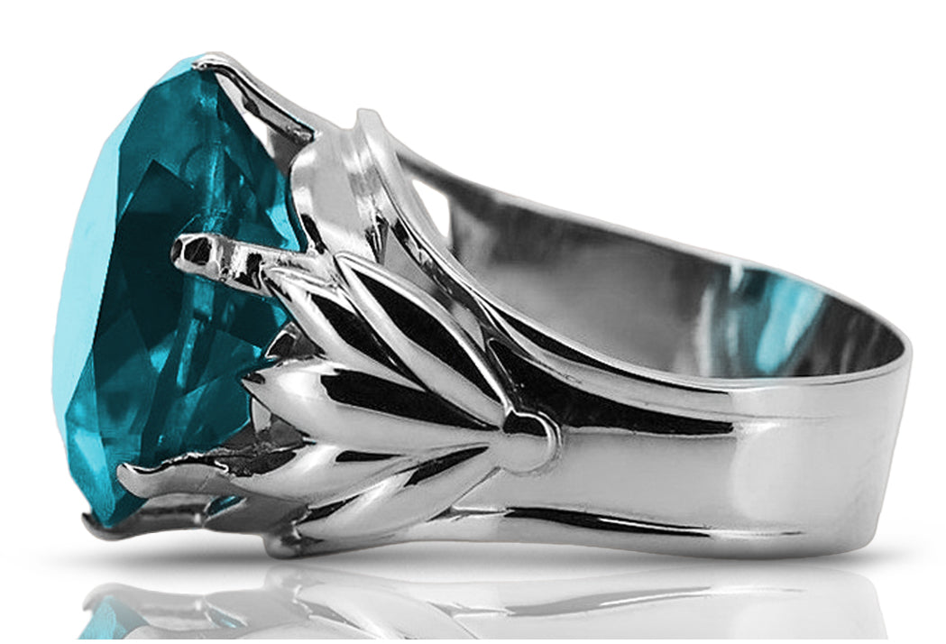 Vintage Aquamarine Ring in Sterling Silver (vrc029s-aq)