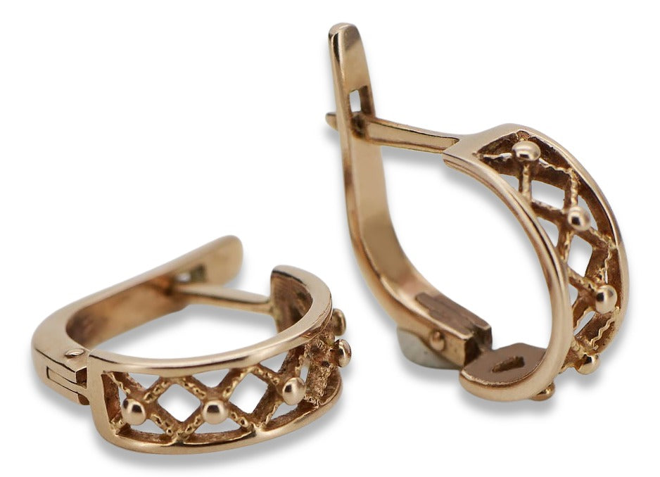 Vintage Hoops Earrings in 14K Rose Gold (ven145) — view 6