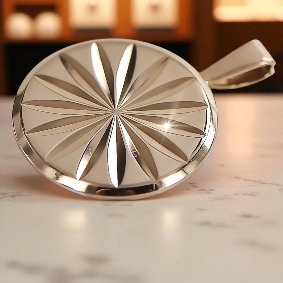 Vintage Circle Pendant in 14K Rose Gold (vpn004)