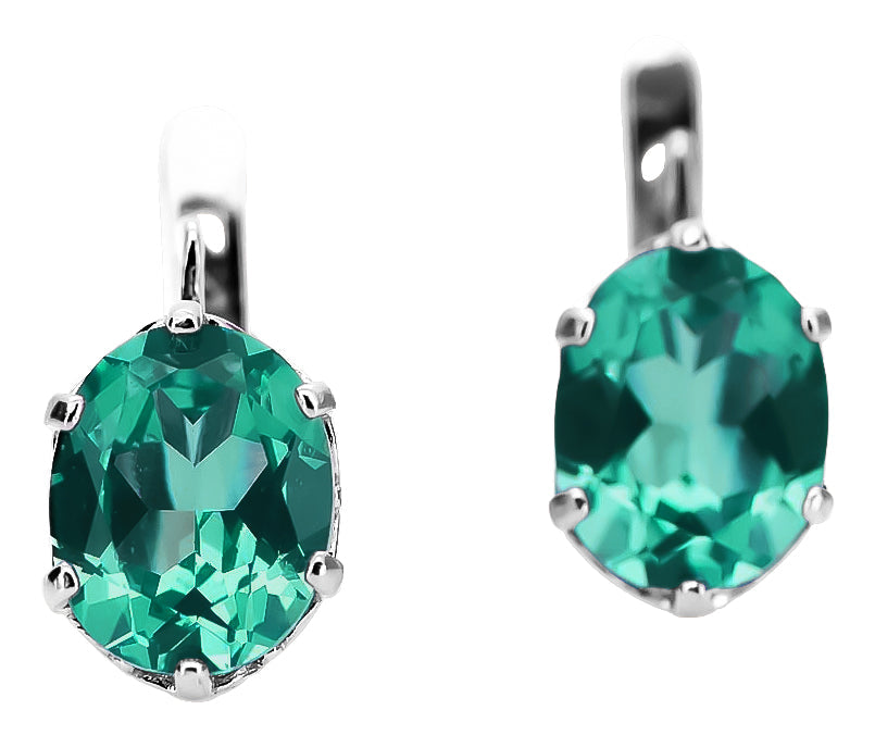 Vintage Emerald Earrings in Sterling Silver (vec003s-em) — worn on the hand, showing profile
