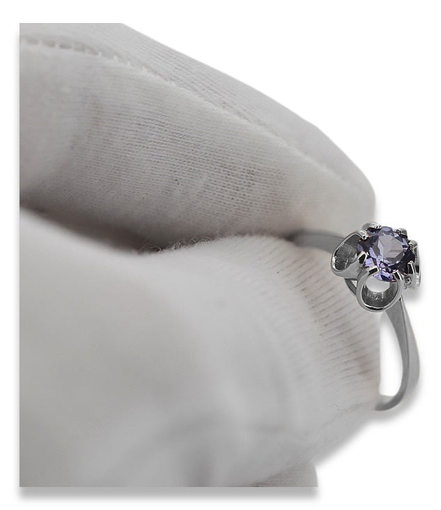 Vintage Alexandrite Ring in Sterling Silver (vrc348s-ax) — side view showing the setting