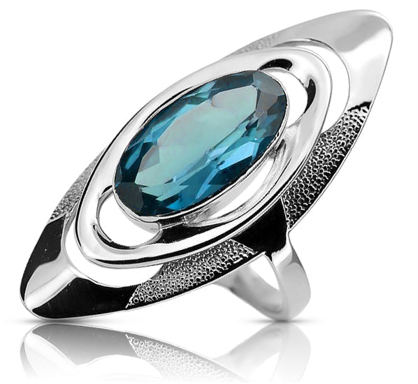 Vintage Aquamarine Ring in Sterling Silver (vrc189s-aq)