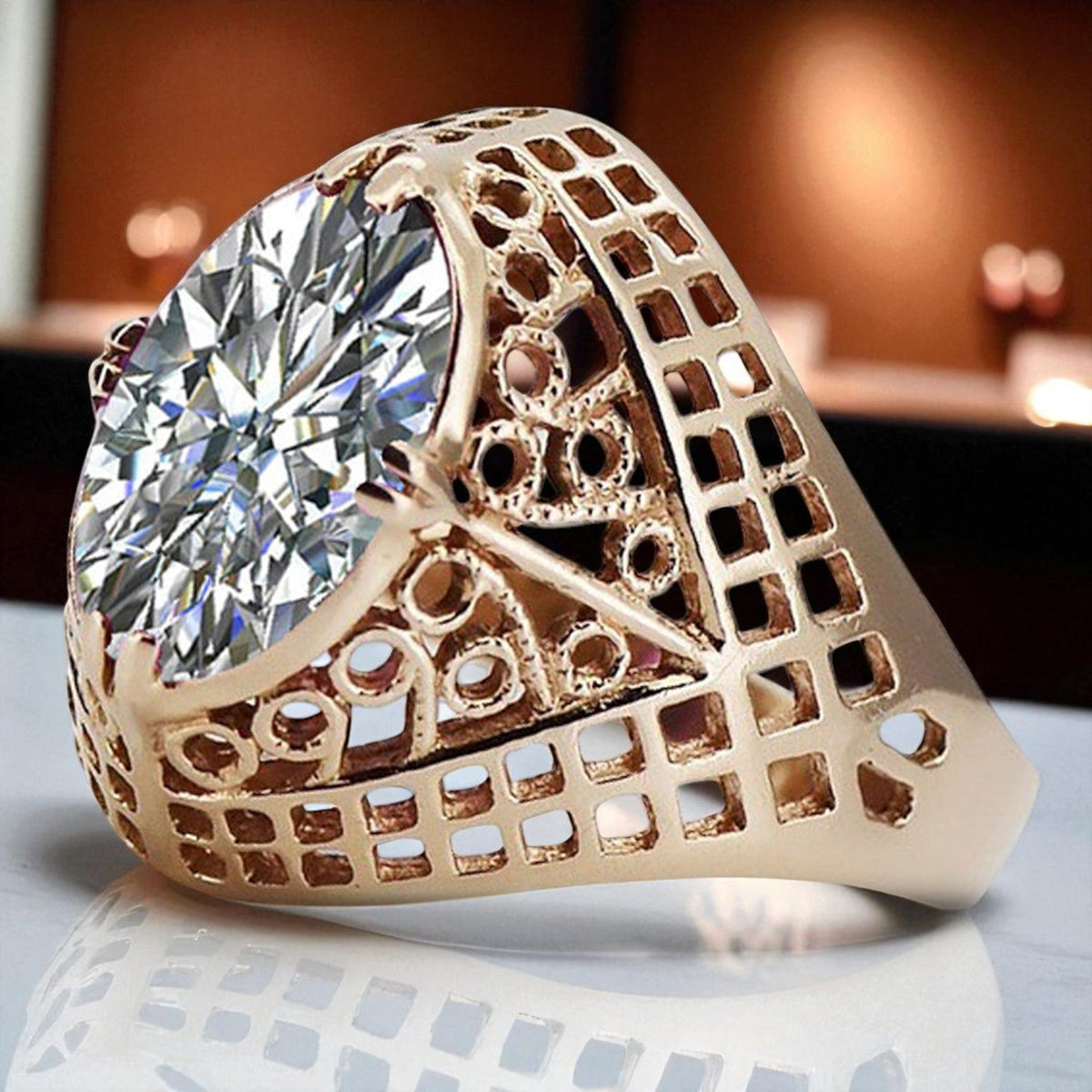 Vintage Zircon Cubic Ring in 14K Rose Gold (vrc030r-zi)