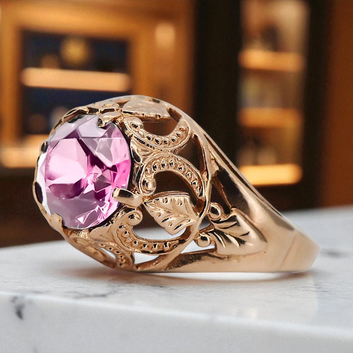 Vintage Amethyst Ring in 14K Rose Gold (vrc080r-am)